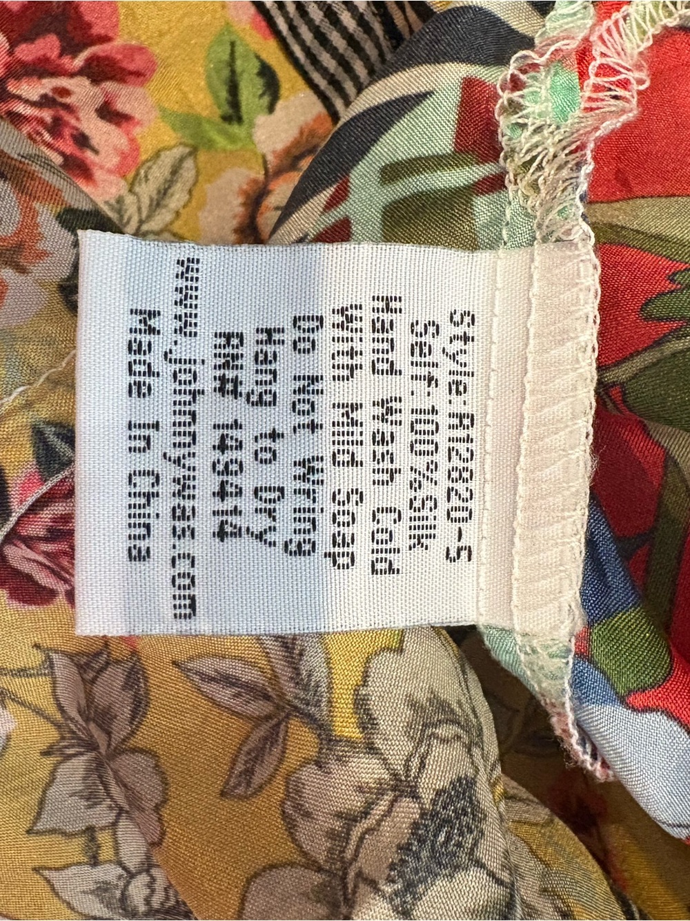 Johnny Was Multicolor Floral Patchwork Tunic with Red, Yellow and Green - Picture 3 of 3